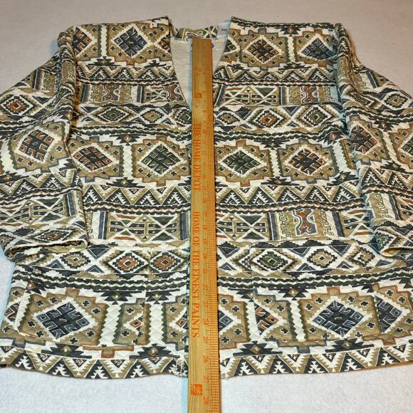 Vintage The Villager Quilted Jacket Geometric Pattern Oversized  Pockets Size M - Picture 2 of 6